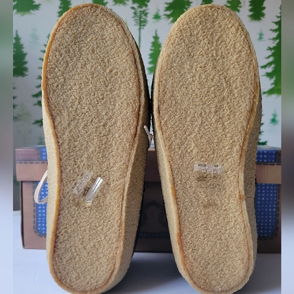New 41 F-troupe Crepe Sole, Hiking, Black Fur Sheep Boots.